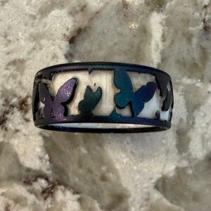 Enso silicone wedding band butterflies